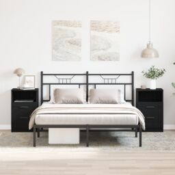 Berkfield Home Bedside Cabinets 2 pcs Black Oak 40x35x65 cm Engineered Wood - Size: 40 x 35 x 65 cm - thumbnail 1