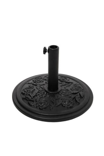 Living and Home 25kg Heavy Duty Round Flower Pattern Umbrella Base in Black - image 1