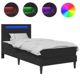 Berkfield Home Bed Frame with LED Strip Lights Black 90 x 190 cm Faux Leather - thumbnail 2
