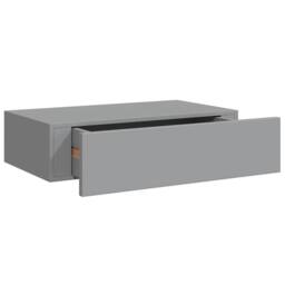 Berkfield Home Elegant Wall-mounted Drawer Shelf Grey 40x23.5x10cm MDF - Size: 40x23.5x10 cm - thumbnail 3