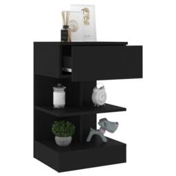 Berkfield Home Beautiful Bedside Cabinet Black 40x35x65 cm Engineered Wood - Size: 40 x 35 x 65 cm - thumbnail 4