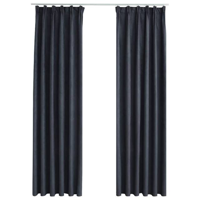 Berkfield Home Blackout Curtains with Hooks 2 pcs Anthracite 140x245 cm in Dark Grey - image 1
