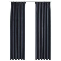 Berkfield Home Blackout Curtains with Hooks 2 pcs Anthracite 140x245 cm in Dark Grey