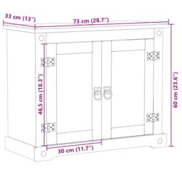 Berkfield Home Bathroom Sink Cabinet Corona 73x33x60 cm Solid Wood Pine in Brown - Size: 73 x 33 x 60 cm - thumbnail 9