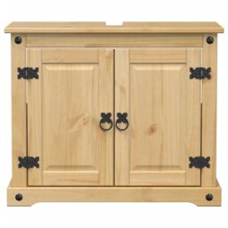 Berkfield Home Bathroom Sink Cabinet Corona 73x33x60 cm Solid Wood Pine in Brown - Size: 73 x 33 x 60 cm - thumbnail 4