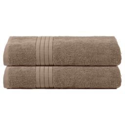 OHS 2 Pack of 100% Cotton Bath Sheet Bathroom Towel in Light Beige