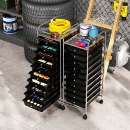Gymax Art Craft Organizer With 10 Drawer Rolling Utility Cart Multipurpose in Black - thumbnail 6