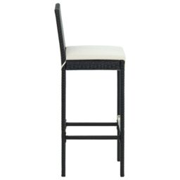 Berkfield Home 5 Piece Garden Bar Set with Cushions Poly Rattan Black - thumbnail 5