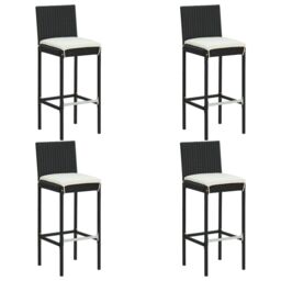 Berkfield Home 5 Piece Garden Bar Set with Cushions Poly Rattan Black - thumbnail 2