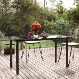 Berkfield Home Elegant Garden Dining Table Black 200x100x74cm Steel & Tempered - Size: 200 x 100 x 74 cm - thumbnail 2