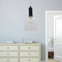 First Choice Lighting Set of 2 Belten - Clear Glass Cloche Black Deco Pendant Fittings - thumbnail 5