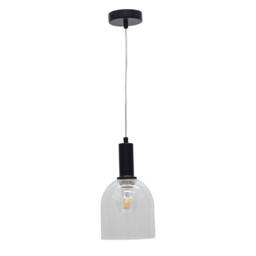 First Choice Lighting Set of 2 Belten - Clear Glass Cloche Black Deco Pendant Fittings - thumbnail 2