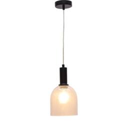 First Choice Lighting Set of 2 Belten - Clear Glass Cloche Black Deco Pendant Fittings - thumbnail 3