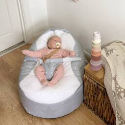 rucomfy Beanbags rucomfy Wish Upon a Star Gaga Baby Bean Bag - Soft Newborn Seat in Light Grey