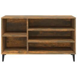 Berkfield Home Shoe Cabinet Smoked Oak 102x36x60 cm Engineered Wood in Brown - Size: 102 x 36 x 60 cm - thumbnail 5