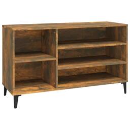 Berkfield Home Shoe Cabinet Smoked Oak 102x36x60 cm Engineered Wood in Brown - Size: 102 x 36 x 60 cm - thumbnail 3