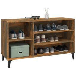 Berkfield Home Shoe Cabinet Smoked Oak 102x36x60 cm Engineered Wood in Brown - Size: 102 x 36 x 60 cm - thumbnail 4