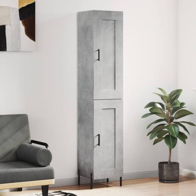 Berkfield Home Highboard Concrete Grey 34.5x34x180 cm Engineered Wood - image 1