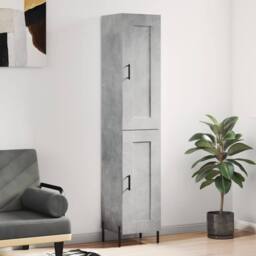 Berkfield Home Highboard Concrete Grey 34.5x34x180 cm Engineered Wood - thumbnail 1