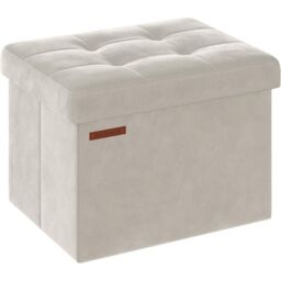 SONGMICS Compact Rectangular Foldable Storage Ottoman Foot Rest Bedroom in Off-White - thumbnail 6