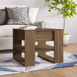 Berkfield Home Coffee Table Brown Oak 55.5x55x45 cm Engineered Wood - thumbnail 2