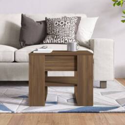 Berkfield Home Coffee Table Brown Oak 55.5x55x45 cm Engineered Wood - thumbnail 5
