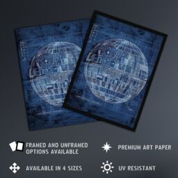 "Artery8 Space Station Blueprint Star Design Death Framed Art Print in Blue - Size: W12"" x H16""" - thumbnail 2