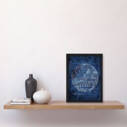 "Artery8 Space Station Blueprint Star Design Death Framed Art Print in Blue - Size: W12"" x H16""" - thumbnail 4