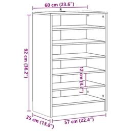 Berkfield Home Shoe Cabinet White 60x35x92 cm Engineered Wood - Size: 60 x 35 x 92 cm - thumbnail 9