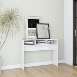 Berkfield Home Console Table High Gloss White 105x30x80 cm Engineered Wood - Size: 105 x 30 x 80 cm