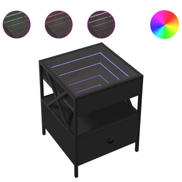 Berkfield Home Coffee Table with Infinity LED Black 40x40x51 cm - Size: 40 x 40 x 51 cm - image 1