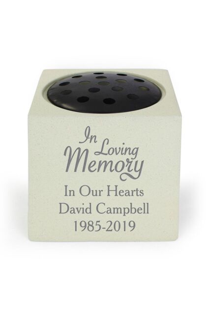 Personalised Memento Company Personalised In Loving Memory Memorial Vase in Light Sand - image 1