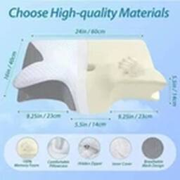 EONLION Orthopedic Memory Foam Cervical Neck Pillow Anti Snore Support in White - thumbnail 2