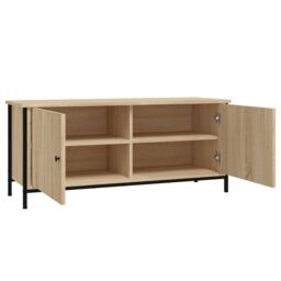 Berkfield Home TV Cabinet with Doors Sonoma Oak 102x35x45 cm Engineered Wood in Brown - Size: 102 x 35 x 45 cm - thumbnail 6