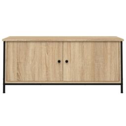 Berkfield Home TV Cabinet with Doors Sonoma Oak 102x35x45 cm Engineered Wood in Brown - Size: 102 x 35 x 45 cm - thumbnail 5