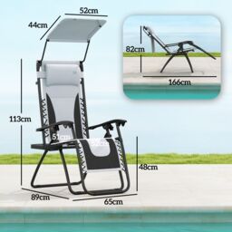 OUTSUNNY 2 Pcs Zero Gravity Lounger Chair, Folding Reclining Chair, Grey in Light Grey - Size: 2 Pack - thumbnail 3