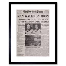 "Artery8 Vintage Space Newspaper Moon Aldrin Armstrong 12x16"" Framed Art Print in Grey - Size: W12"" x H16""" - thumbnail 1