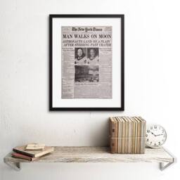"Artery8 Vintage Space Newspaper Moon Aldrin Armstrong 12x16"" Framed Art Print in Grey - Size: W12"" x H16""" - thumbnail 2