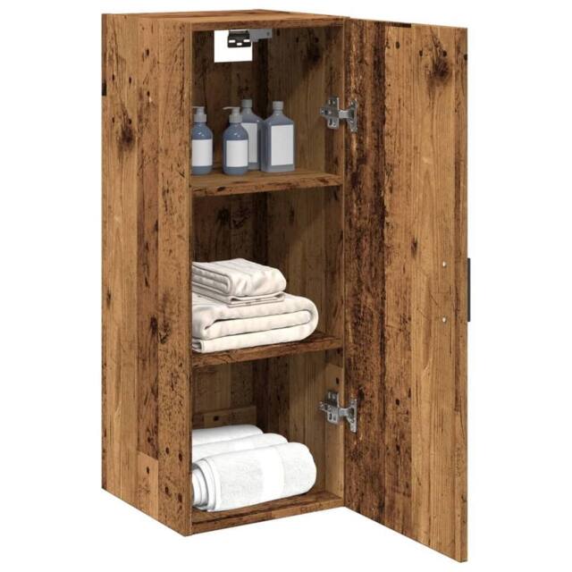 Berkfield Home Wall Mounted Cabinet Old Wood 34.5x34x90 cm Engineered Wood in Brown - image 1