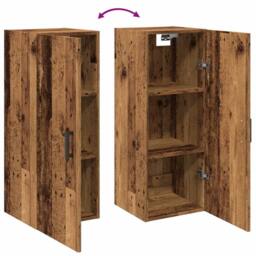 Berkfield Home Wall Mounted Cabinet Old Wood 34.5x34x90 cm Engineered Wood in Brown - thumbnail 8