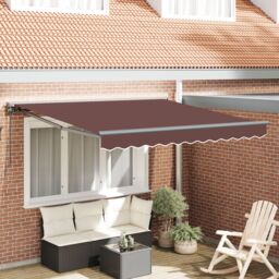 Berkfield Home Retractable Awning Manual Brown 300x250 cm Polyester