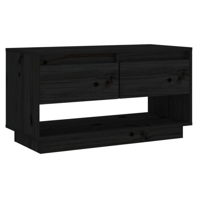 Berkfield Home TV Cabinet Black 74x34x40 cm Solid Wood Pine - Size: 74 x 34 x 40 cm - image 1