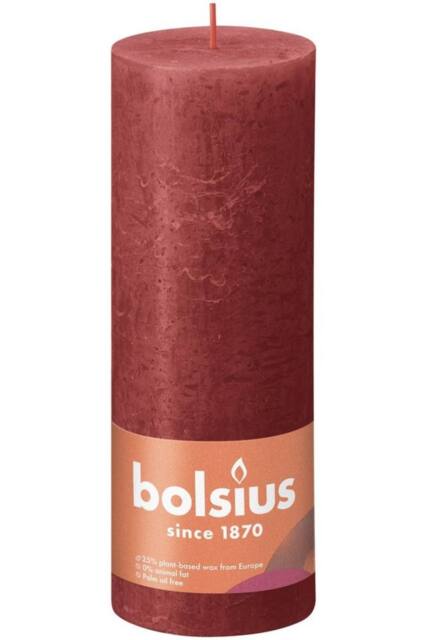 KDMD Delicate Red Bolsius Rustic Shine Pillar Candle 190 x 68mm - image 1