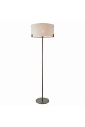 Netlighting Hayfield Floor Lamp Brushed Bronze Effect Plate & Natural Linen 1 Light IP20 E27 in Brown
