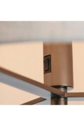Netlighting Hayfield Floor Lamp Brushed Bronze Effect Plate & Natural Linen 1 Light IP20 E27 in Brown - thumbnail 3