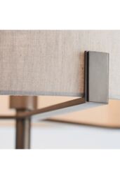 Netlighting Hayfield Floor Lamp Brushed Bronze Effect Plate & Natural Linen 1 Light IP20 E27 in Brown - thumbnail 5