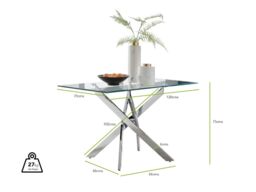FurnitureboxUK Leonardo Glass & Chrome Metal Dining Table & 4 Milan Chairs Set in Grey - thumbnail 7