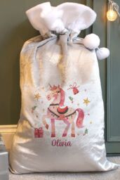 Personalised Memento Company Women's Personalised Unicorn Christmas Sack in Grey - thumbnail 4