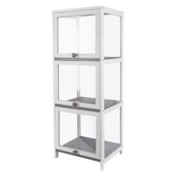 EONLION 3-Tier Bamboo Display Case Display Shelf in White - Size: 100 cm - thumbnail 3