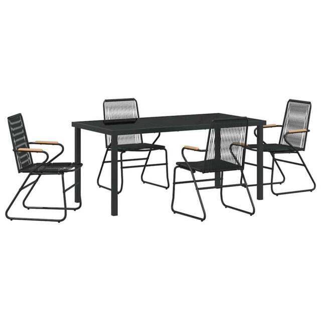 Berkfield Home 5 Piece Garden Dining Set Black PVC Rattan - image 1
